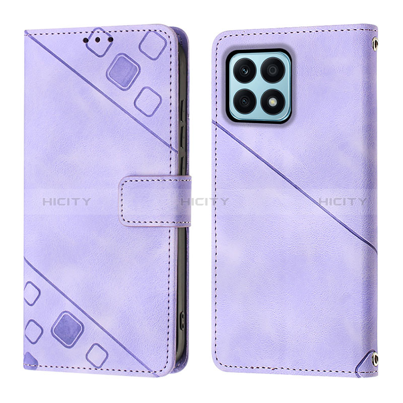 Custodia Portafoglio In Pelle Cover con Supporto Y01B per Huawei Honor X8a 4G Viola