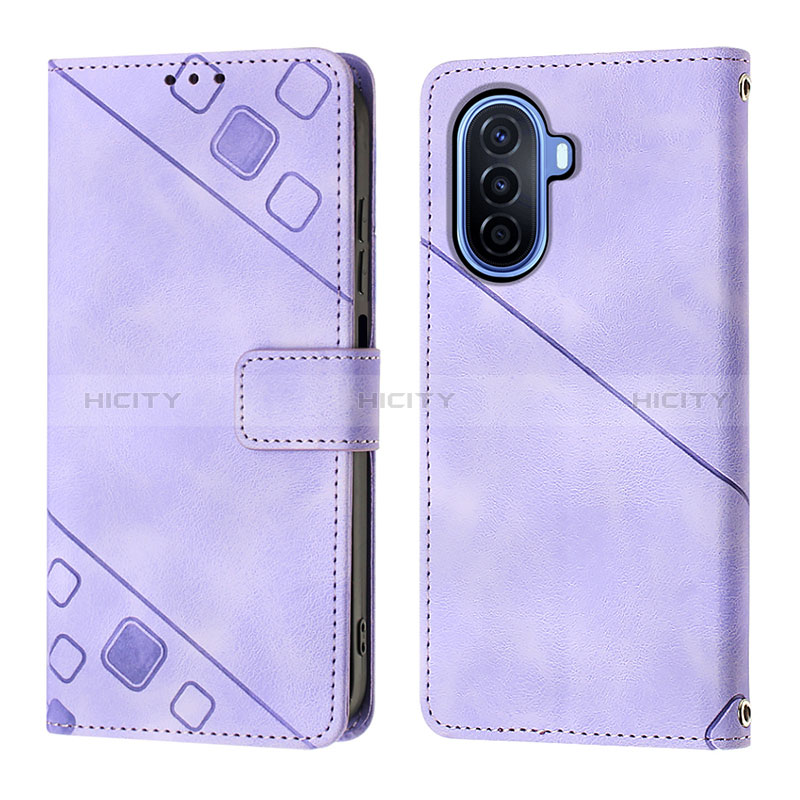 Custodia Portafoglio In Pelle Cover con Supporto Y01B per Huawei Nova Y70