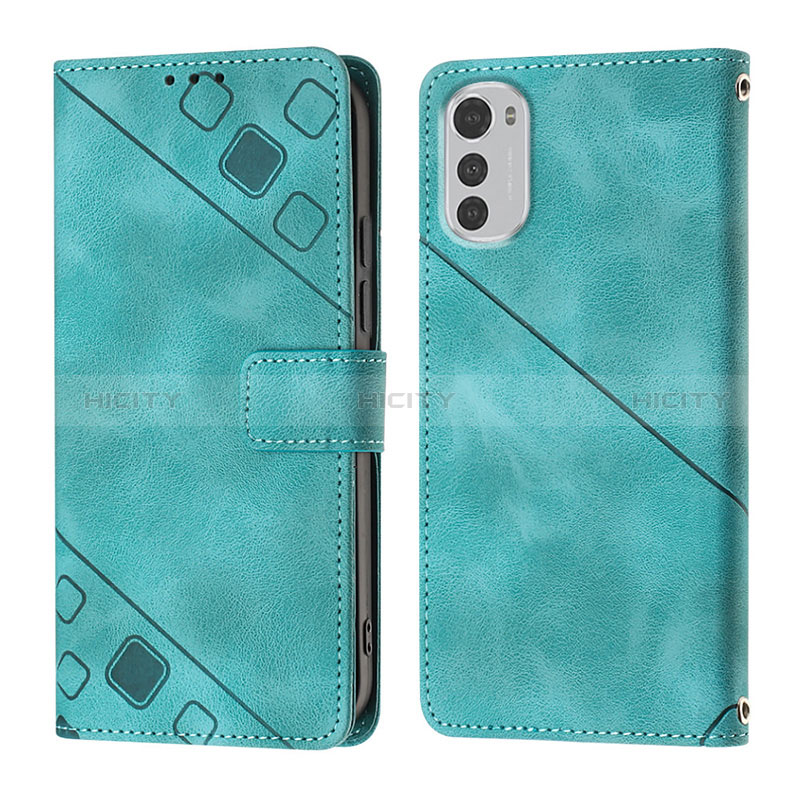 Custodia Portafoglio In Pelle Cover con Supporto Y01B per Motorola Moto E32 Verde