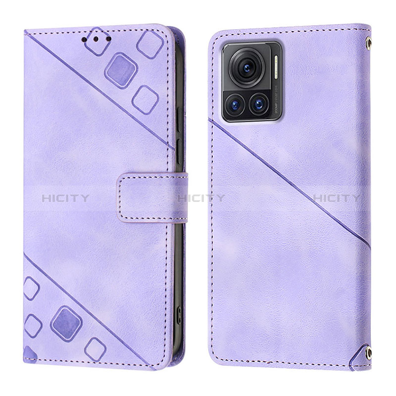 Custodia Portafoglio In Pelle Cover con Supporto Y01B per Motorola Moto Edge X30 Pro 5G Viola