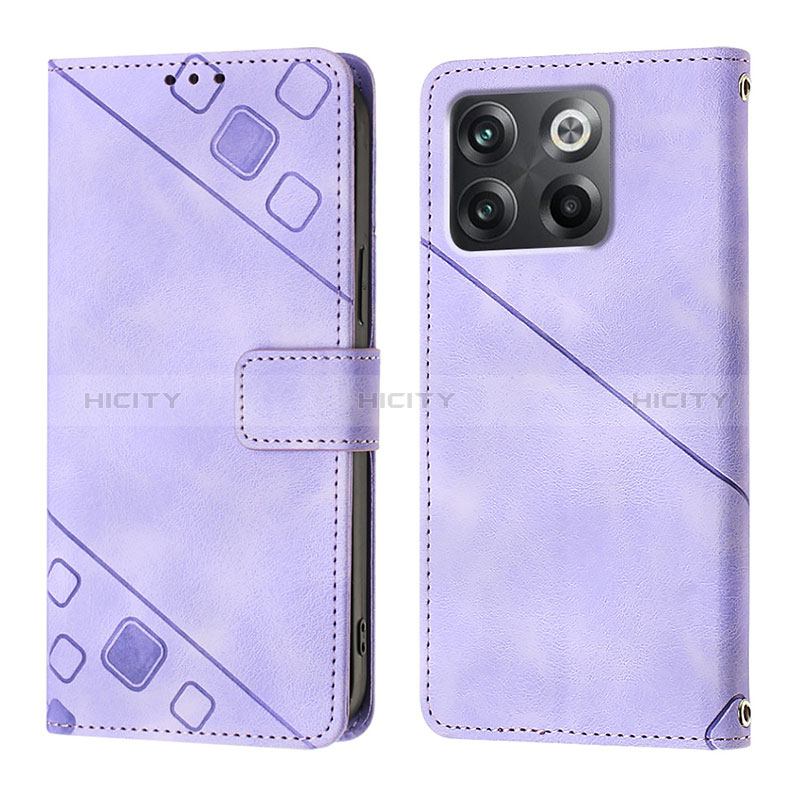 Custodia Portafoglio In Pelle Cover con Supporto Y01B per OnePlus 10T 5G Viola