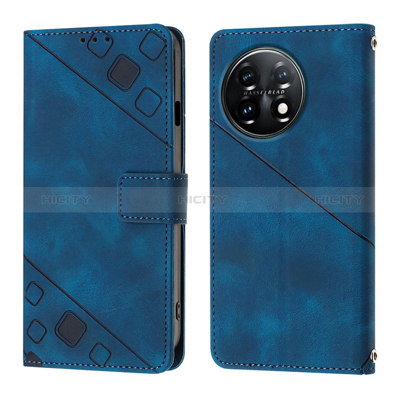 Custodia Portafoglio In Pelle Cover con Supporto Y01B per OnePlus 11 5G Blu