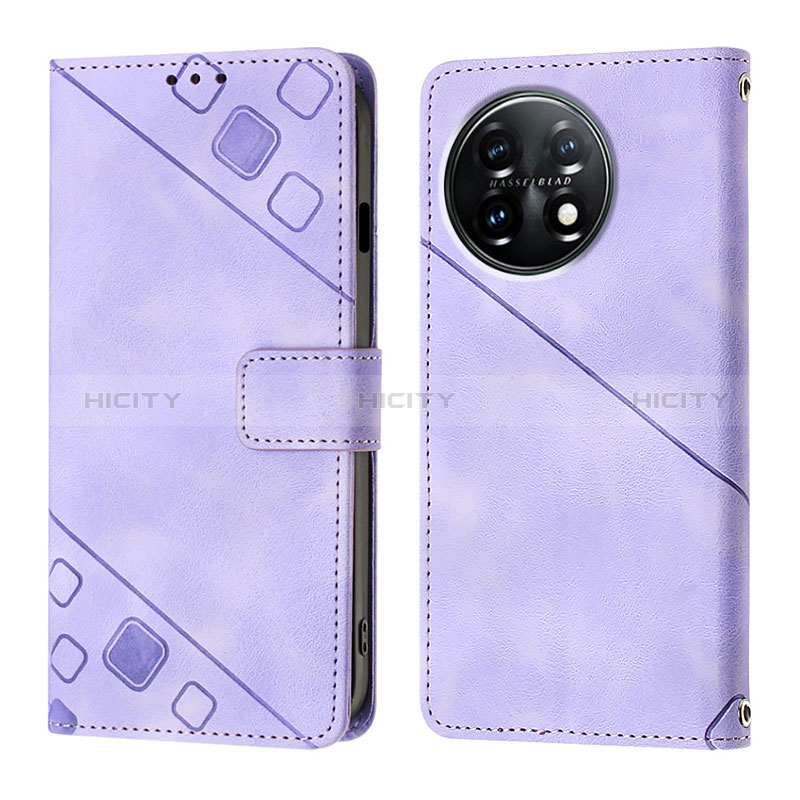 Custodia Portafoglio In Pelle Cover con Supporto Y01B per OnePlus 11 5G Viola