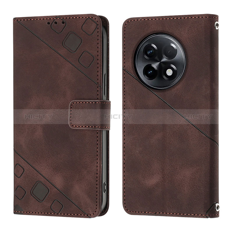 Custodia Portafoglio In Pelle Cover con Supporto Y01B per OnePlus Ace 2 5G Marrone