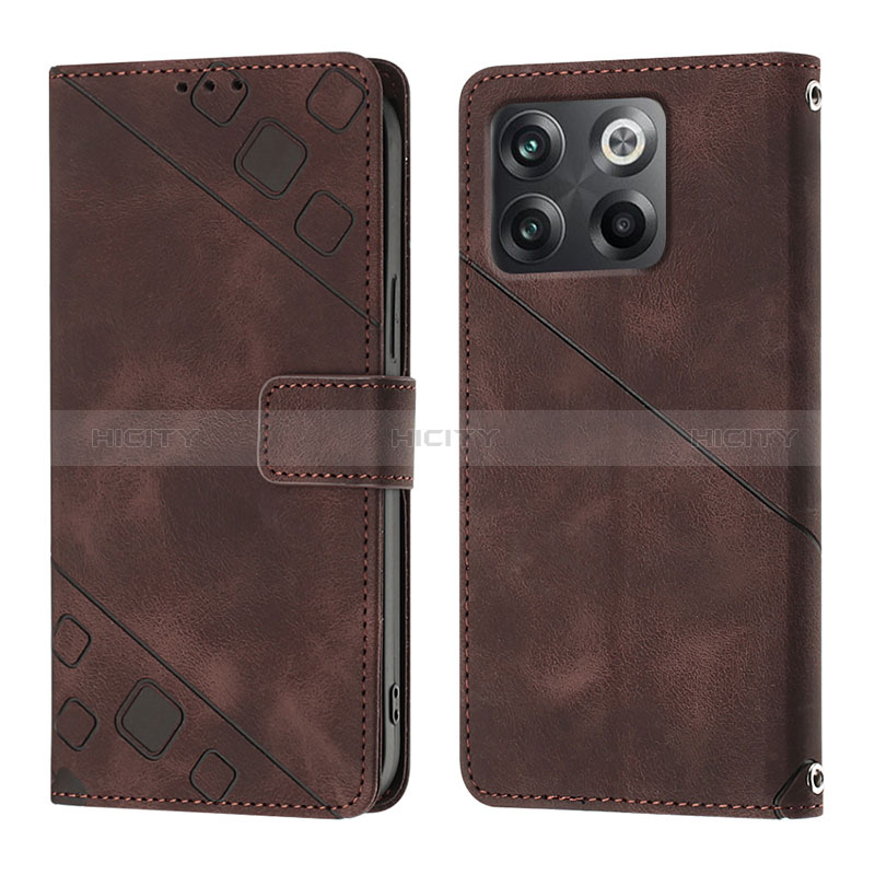 Custodia Portafoglio In Pelle Cover con Supporto Y01B per OnePlus Ace Pro 5G Marrone