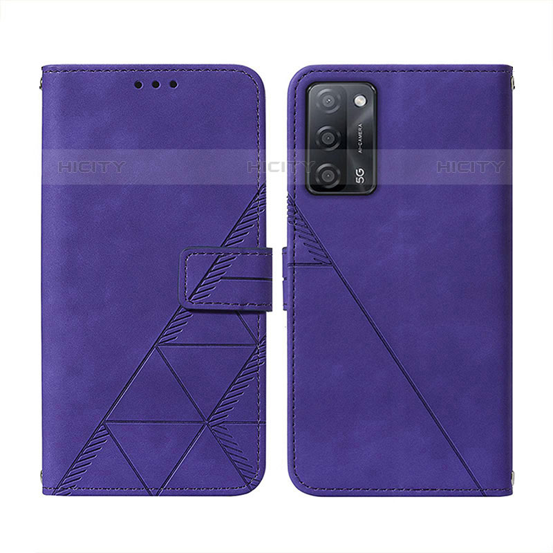 Custodia Portafoglio In Pelle Cover con Supporto Y01B per Oppo A53s 5G Viola