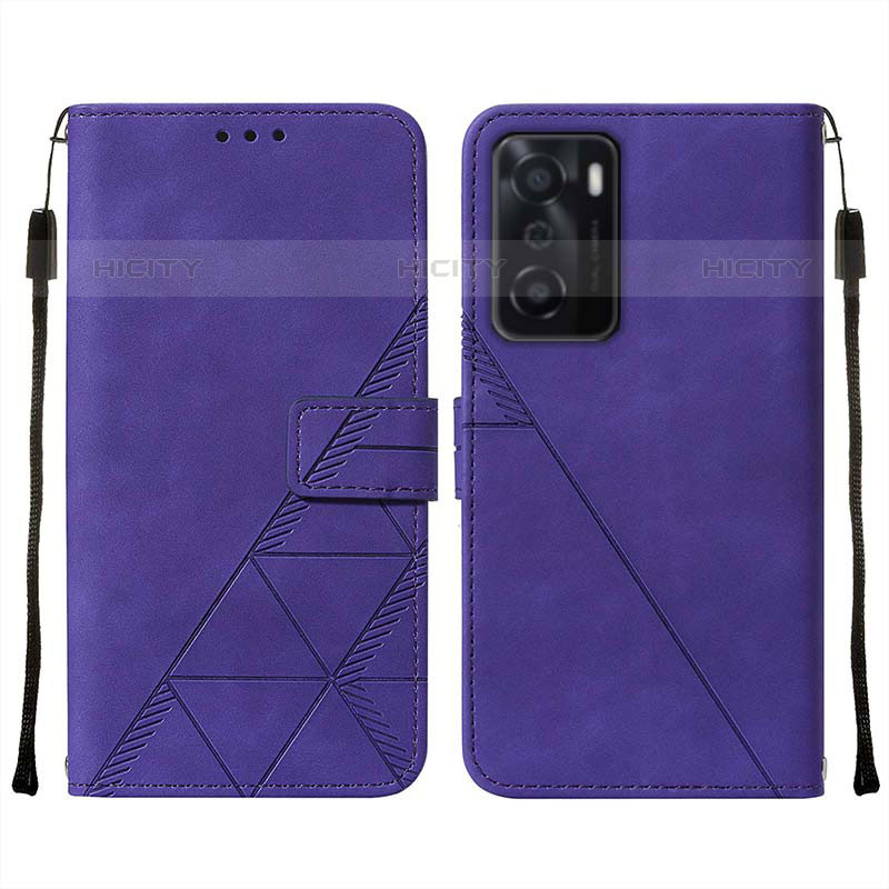 Custodia Portafoglio In Pelle Cover con Supporto Y01B per Oppo A55S 5G Viola