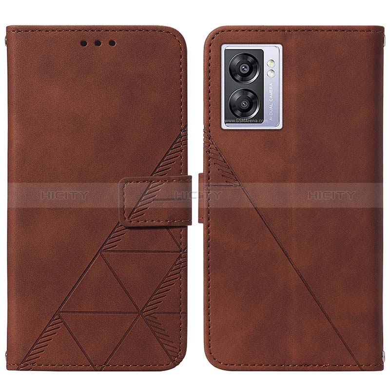 Custodia Portafoglio In Pelle Cover con Supporto Y01B per Oppo A77 5G Marrone