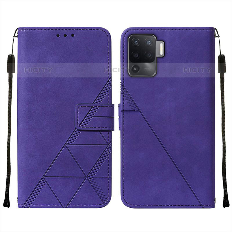 Custodia Portafoglio In Pelle Cover con Supporto Y01B per Oppo F19 Pro Viola