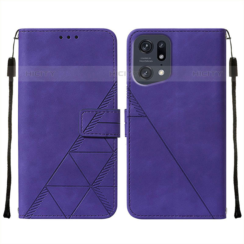 Custodia Portafoglio In Pelle Cover con Supporto Y01B per Oppo Find X5 Pro 5G Viola