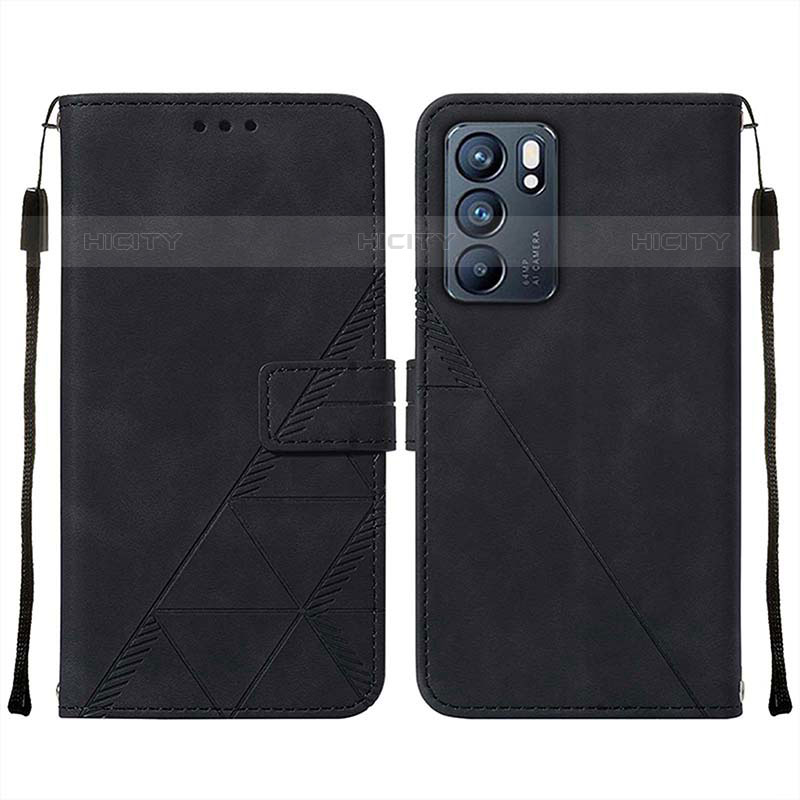 Custodia Portafoglio In Pelle Cover con Supporto Y01B per Oppo Reno6 5G Nero