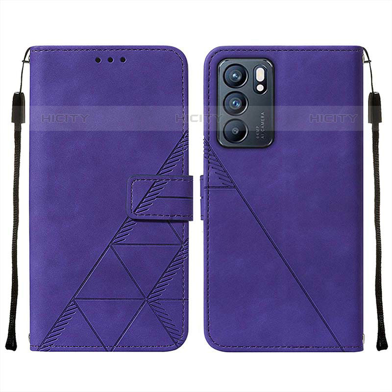 Custodia Portafoglio In Pelle Cover con Supporto Y01B per Oppo Reno6 5G Viola