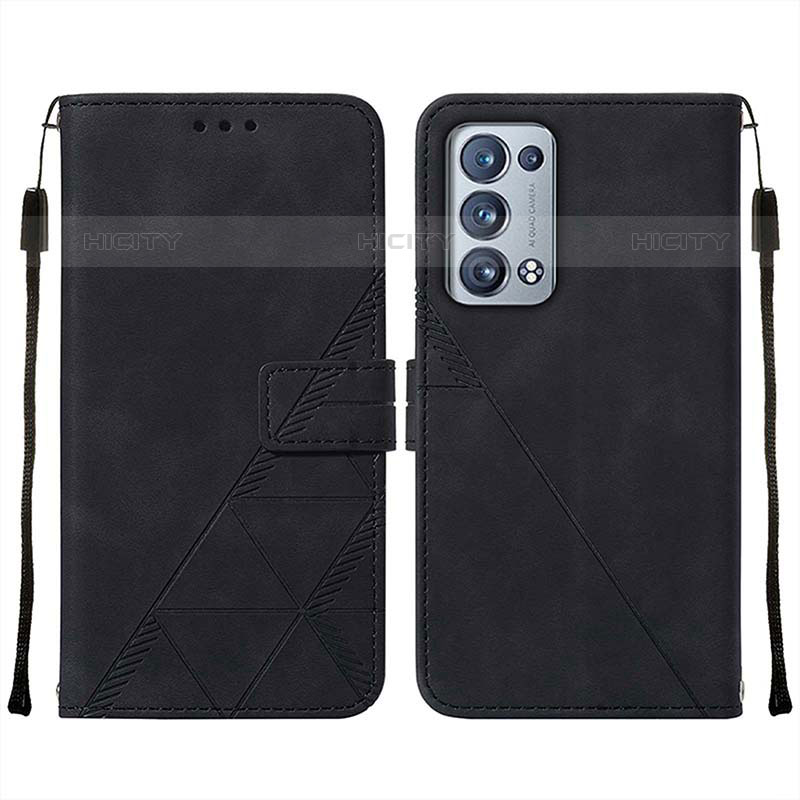 Custodia Portafoglio In Pelle Cover con Supporto Y01B per Oppo Reno6 Pro+ Plus 5G Nero