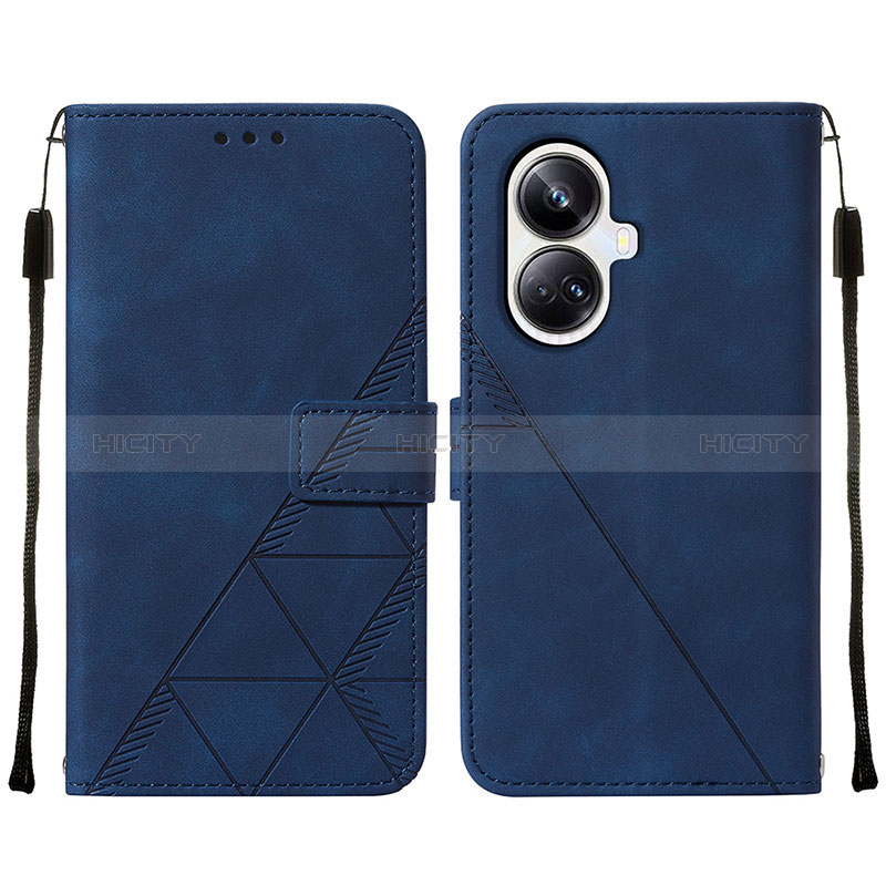 Custodia Portafoglio In Pelle Cover con Supporto Y01B per Realme 10 Pro+ Plus 5G Blu