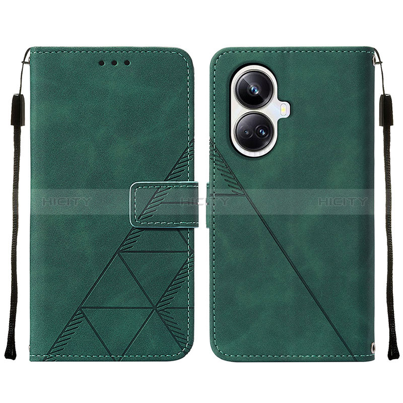 Custodia Portafoglio In Pelle Cover con Supporto Y01B per Realme 10 Pro+ Plus 5G Verde