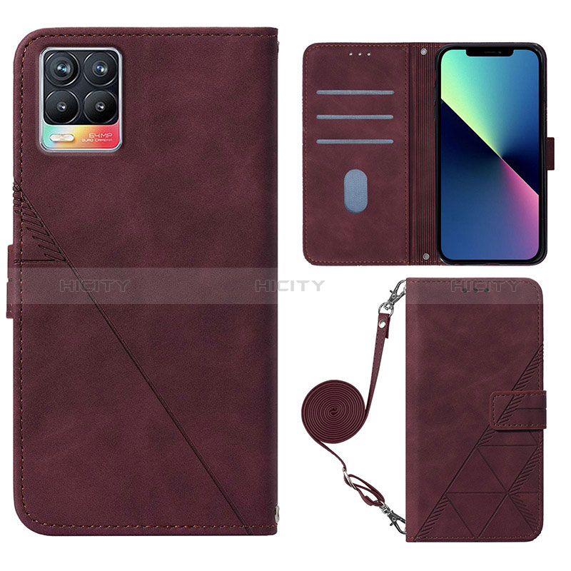 Custodia Portafoglio In Pelle Cover con Supporto Y01B per Realme 8 4G Rosso