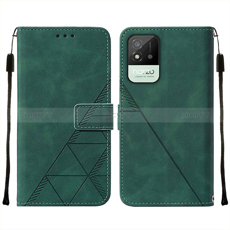 Custodia Portafoglio In Pelle Cover con Supporto Y01B per Realme C20A Verde