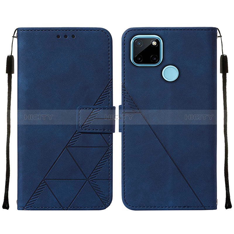 Custodia Portafoglio In Pelle Cover con Supporto Y01B per Realme C21Y Blu