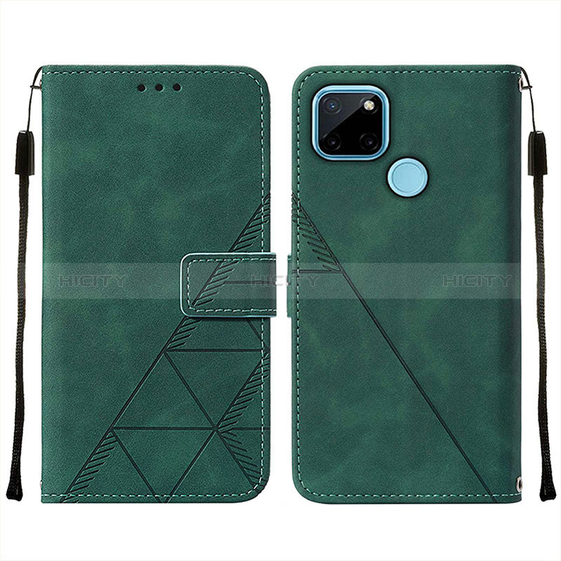 Custodia Portafoglio In Pelle Cover con Supporto Y01B per Realme C21Y Verde