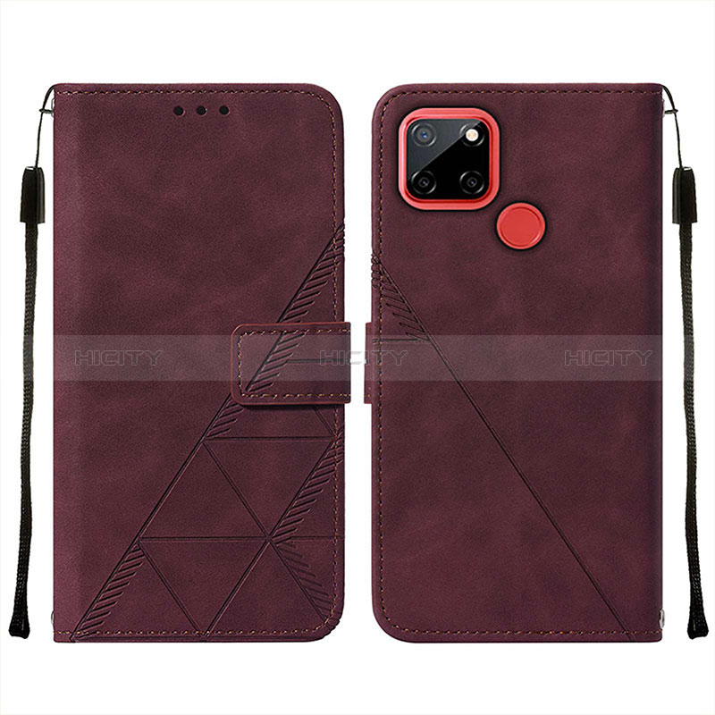 Custodia Portafoglio In Pelle Cover con Supporto Y01B per Realme C25S Rosso