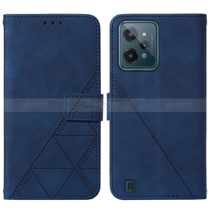 Custodia Portafoglio In Pelle Cover con Supporto Y01B per Realme C31 Blu