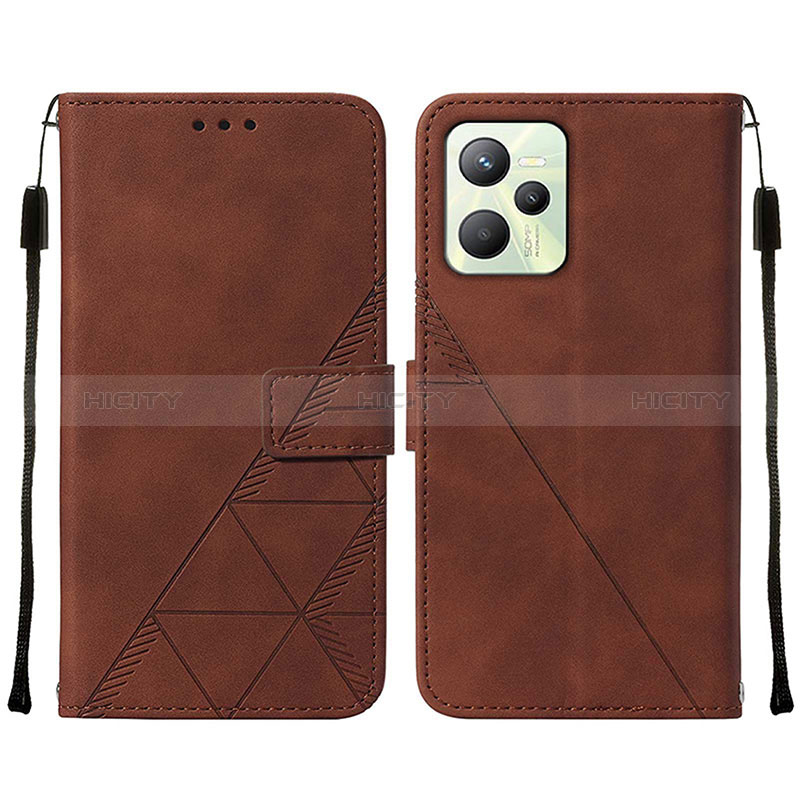 Custodia Portafoglio In Pelle Cover con Supporto Y01B per Realme C35 Marrone