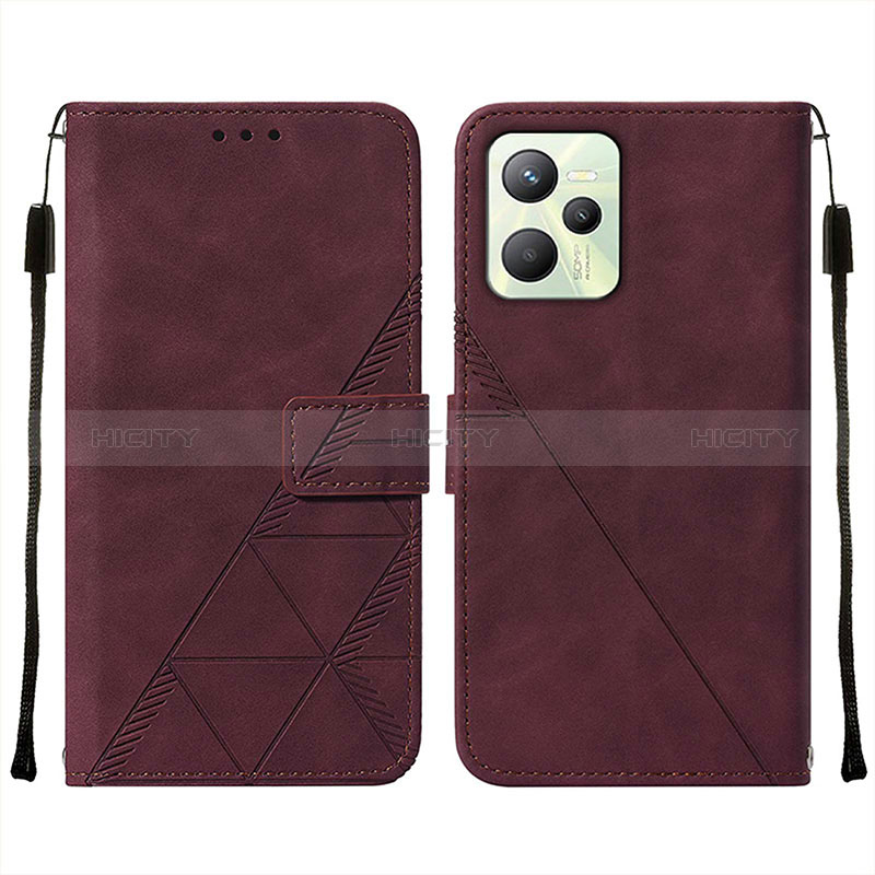 Custodia Portafoglio In Pelle Cover con Supporto Y01B per Realme C35 Rosso