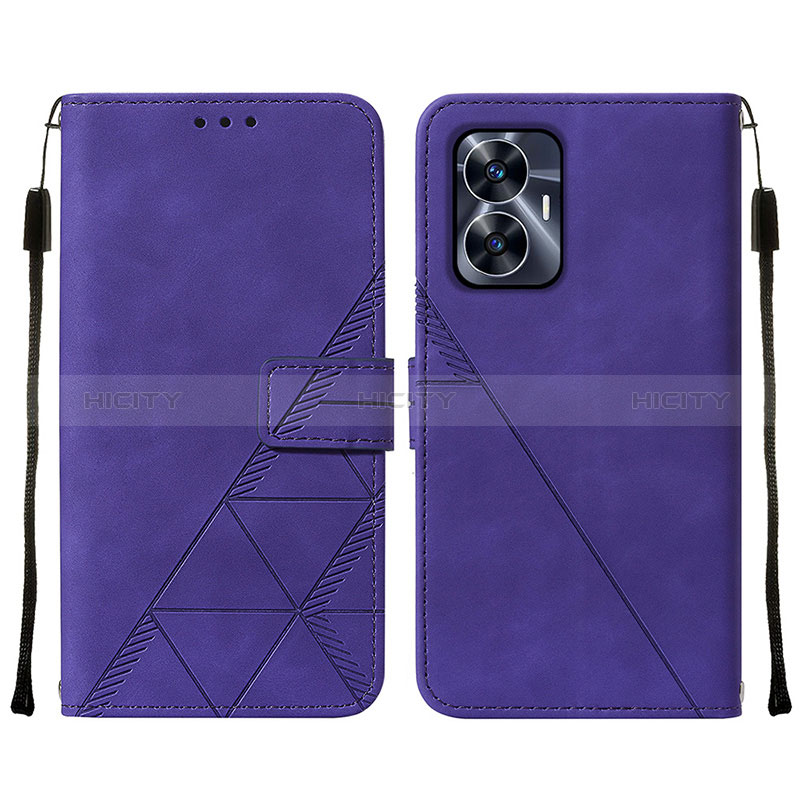 Custodia Portafoglio In Pelle Cover con Supporto Y01B per Realme C55 Viola