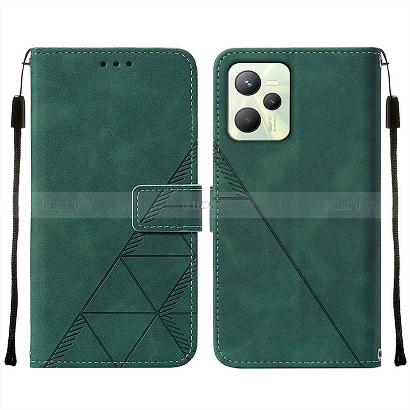 Custodia Portafoglio In Pelle Cover con Supporto Y01B per Realme Narzo 50A Prime Verde