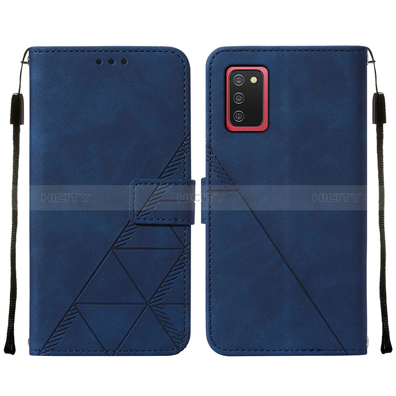 Custodia Portafoglio In Pelle Cover con Supporto Y01B per Samsung Galaxy A02s Blu