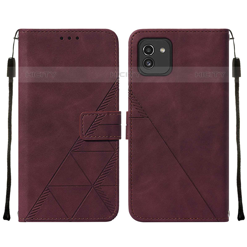 Custodia Portafoglio In Pelle Cover con Supporto Y01B per Samsung Galaxy A03 Rosso Rosa