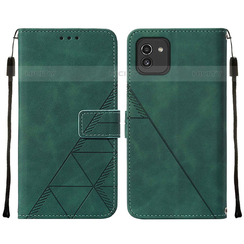 Custodia Portafoglio In Pelle Cover con Supporto Y01B per Samsung Galaxy A03 Verde