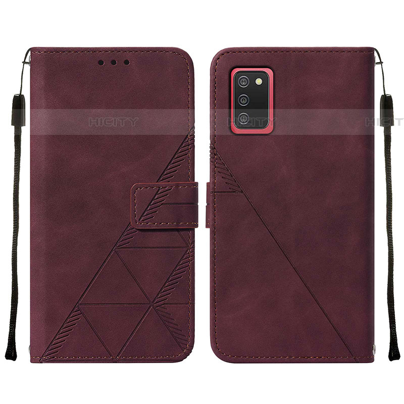 Custodia Portafoglio In Pelle Cover con Supporto Y01B per Samsung Galaxy A03s Rosso Rosa