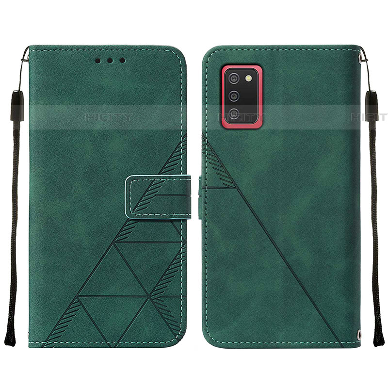 Custodia Portafoglio In Pelle Cover con Supporto Y01B per Samsung Galaxy A03s Verde