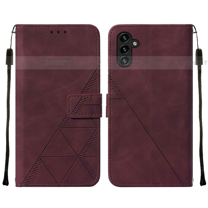 Custodia Portafoglio In Pelle Cover con Supporto Y01B per Samsung Galaxy A04s Rosso Rosa