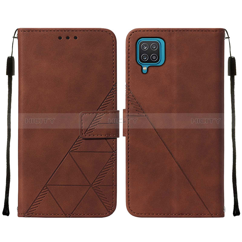 Custodia Portafoglio In Pelle Cover con Supporto Y01B per Samsung Galaxy A12 Marrone