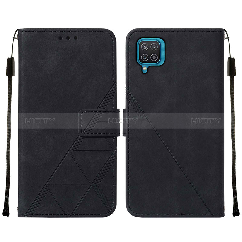 Custodia Portafoglio In Pelle Cover con Supporto Y01B per Samsung Galaxy A12 Nero