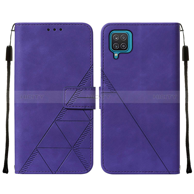 Custodia Portafoglio In Pelle Cover con Supporto Y01B per Samsung Galaxy A12 Viola