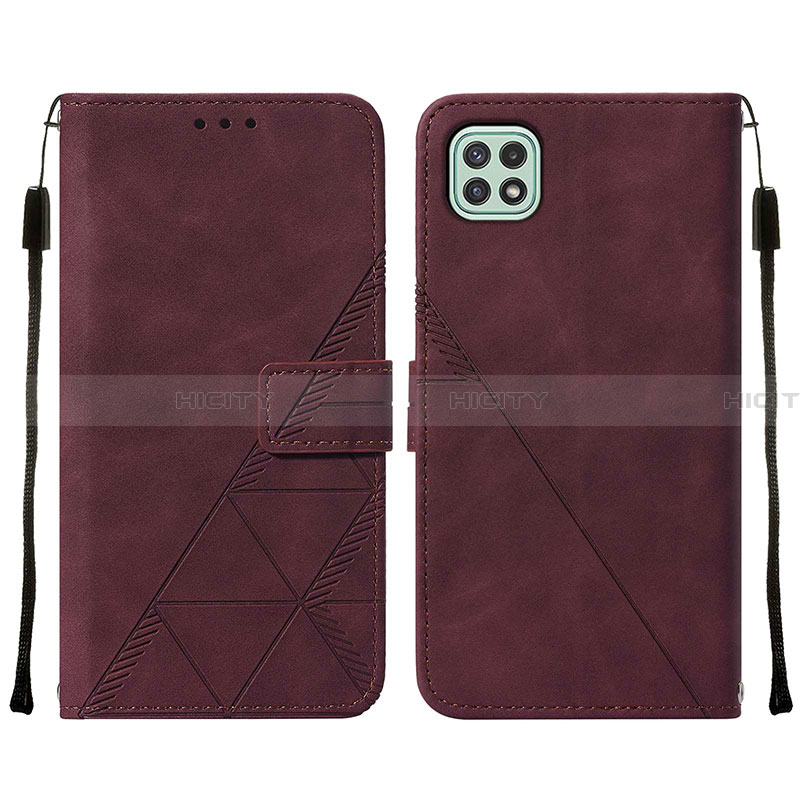 Custodia Portafoglio In Pelle Cover con Supporto Y01B per Samsung Galaxy A22 5G Rosso Rosa