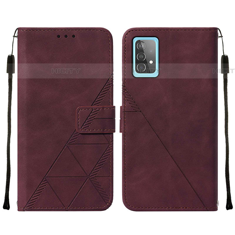 Custodia Portafoglio In Pelle Cover con Supporto Y01B per Samsung Galaxy A52 5G Rosso Rosa