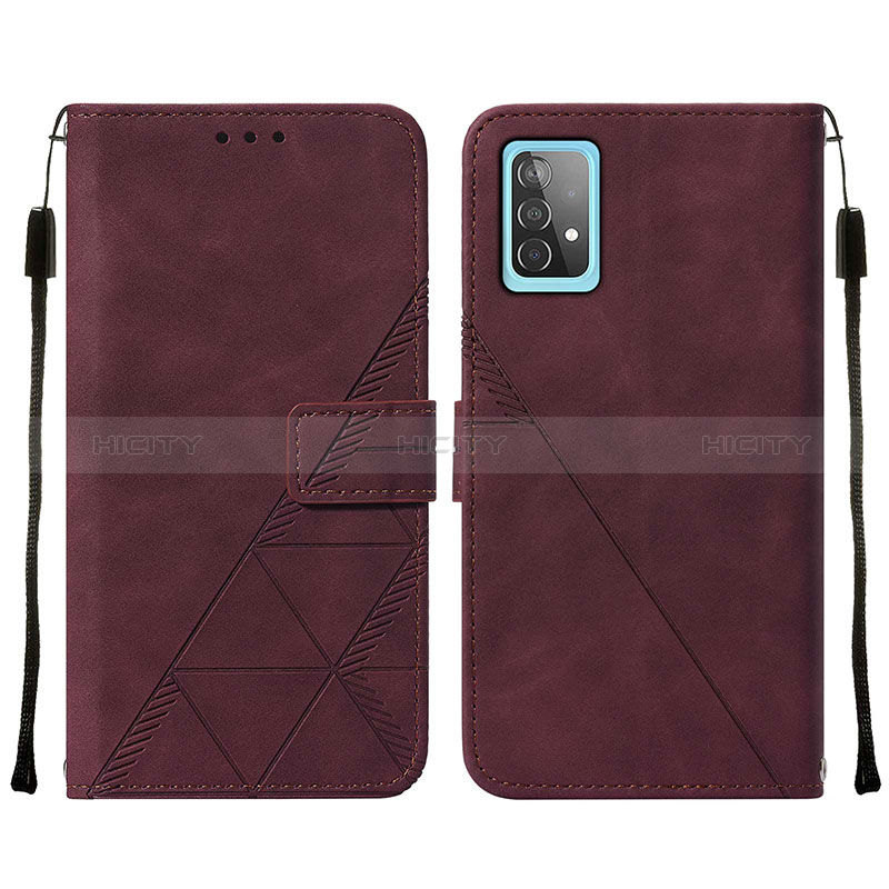 Custodia Portafoglio In Pelle Cover con Supporto Y01B per Samsung Galaxy A52s 5G Rosso Rosa