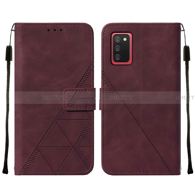 Custodia Portafoglio In Pelle Cover con Supporto Y01B per Samsung Galaxy F02S SM-E025F Rosso Rosa