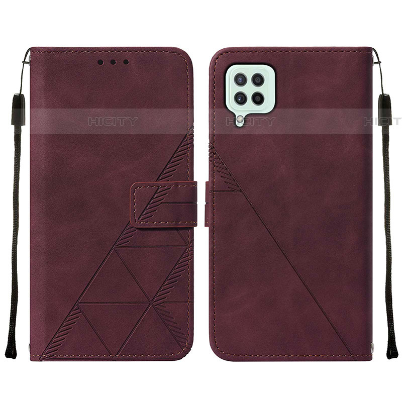 Custodia Portafoglio In Pelle Cover con Supporto Y01B per Samsung Galaxy F22 4G Rosso Rosa