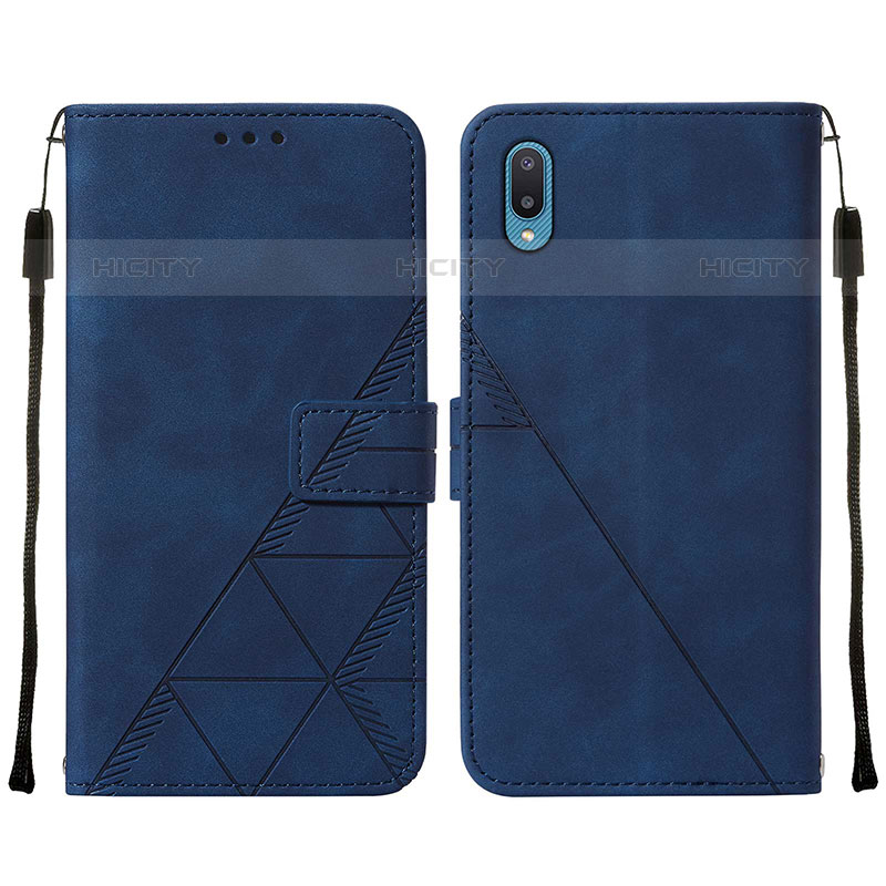 Custodia Portafoglio In Pelle Cover con Supporto Y01B per Samsung Galaxy M02 Blu