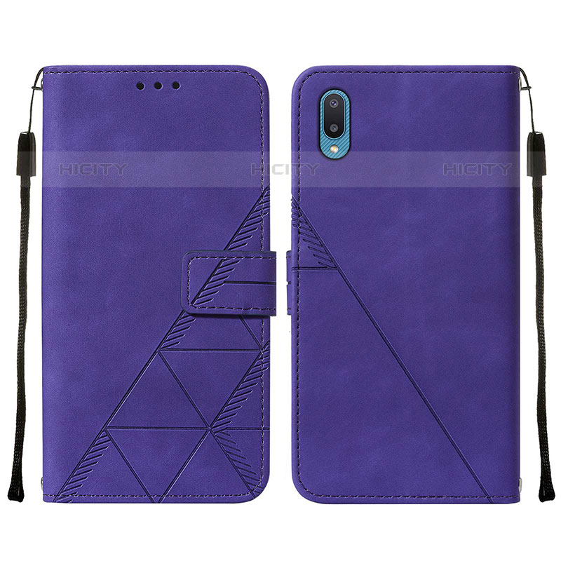 Custodia Portafoglio In Pelle Cover con Supporto Y01B per Samsung Galaxy M02 Viola