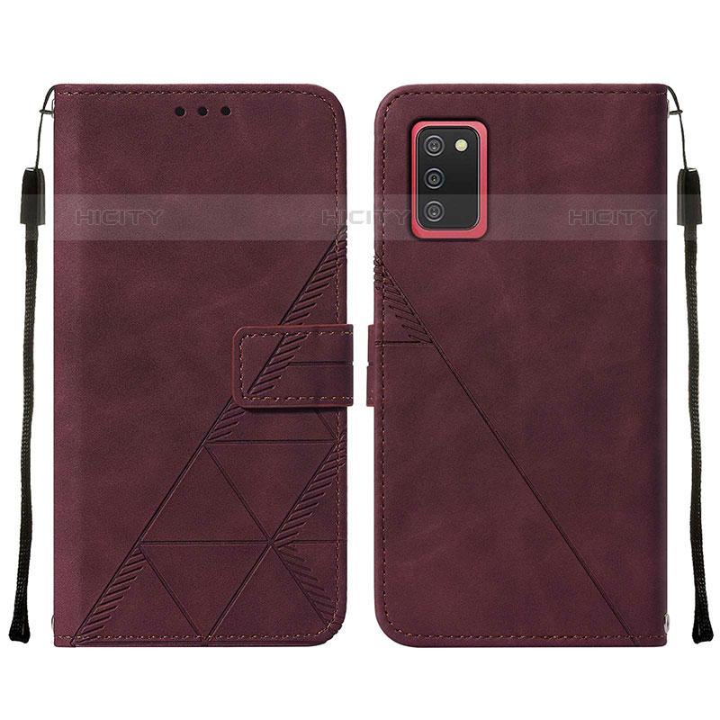 Custodia Portafoglio In Pelle Cover con Supporto Y01B per Samsung Galaxy M02s Rosso Rosa