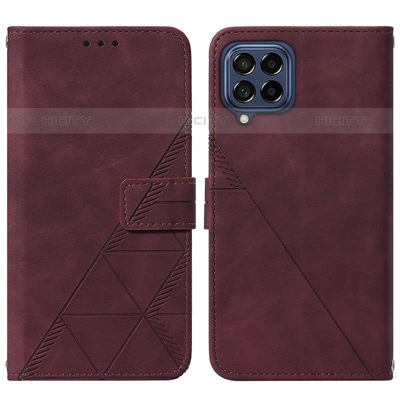 Custodia Portafoglio In Pelle Cover con Supporto Y01B per Samsung Galaxy M33 5G Rosso Rosa