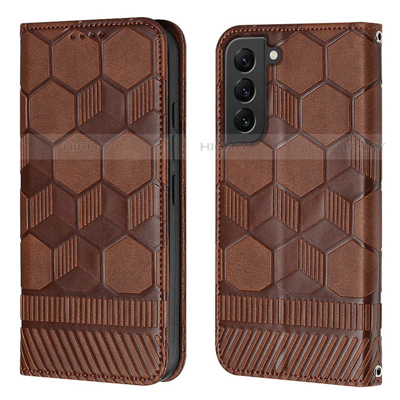 Custodia Portafoglio In Pelle Cover con Supporto Y01B per Samsung Galaxy S21 5G Marrone