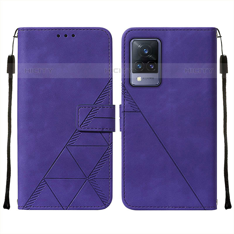 Custodia Portafoglio In Pelle Cover con Supporto Y01B per Vivo V21s 5G Viola