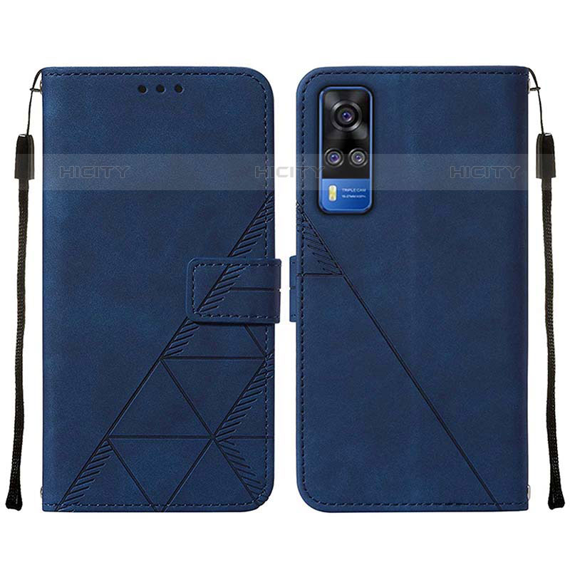 Custodia Portafoglio In Pelle Cover con Supporto Y01B per Vivo Y51A Blu